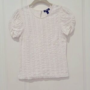 Express short sleeve top with knitted detail with puff sleeves